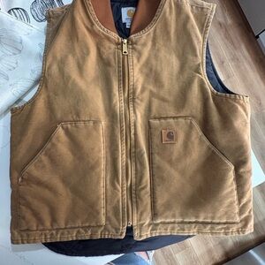 Carhartt Men’s Relaxed Fit Firm Duck Insulated Rib Collared Vest